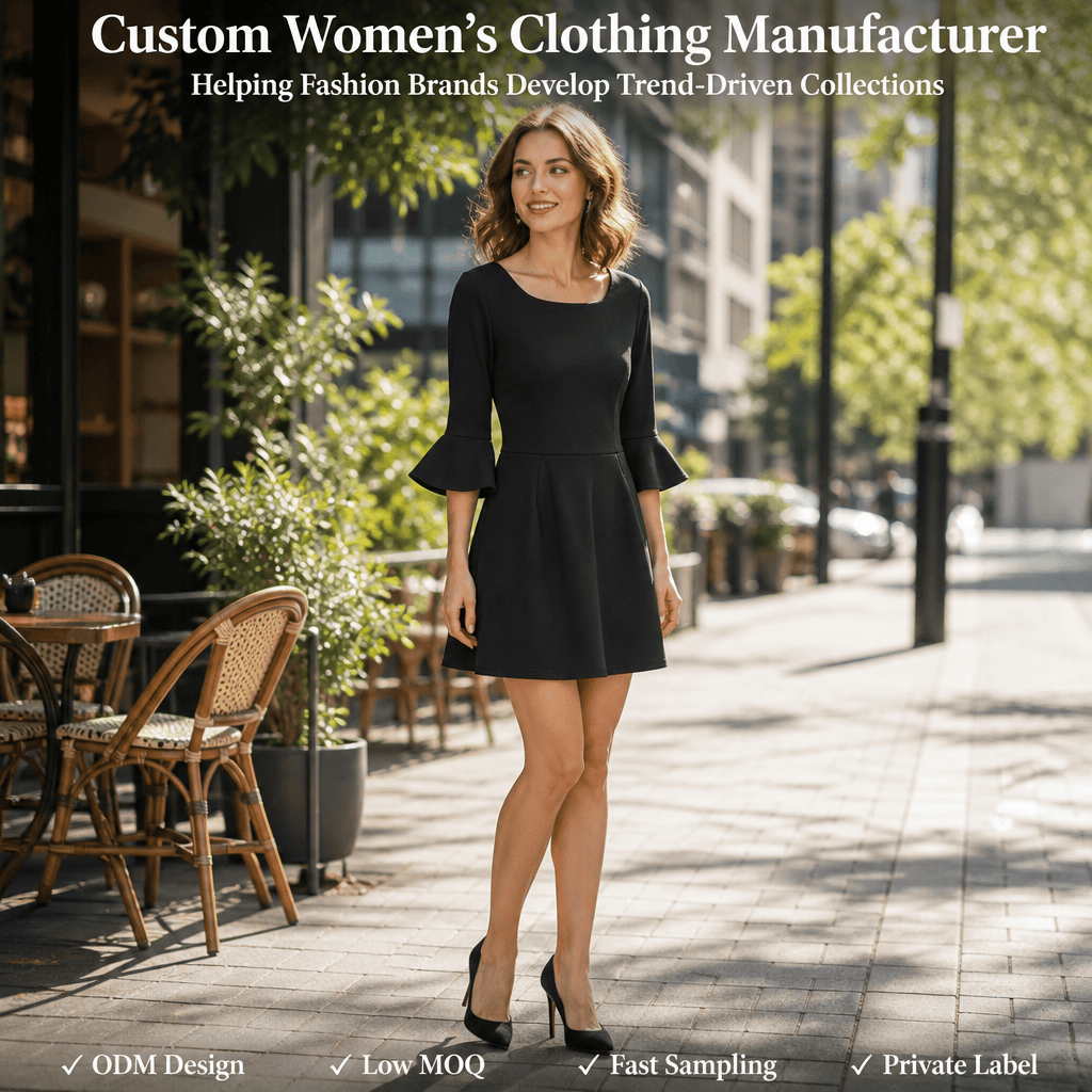 Black Flare Sleeve Dress