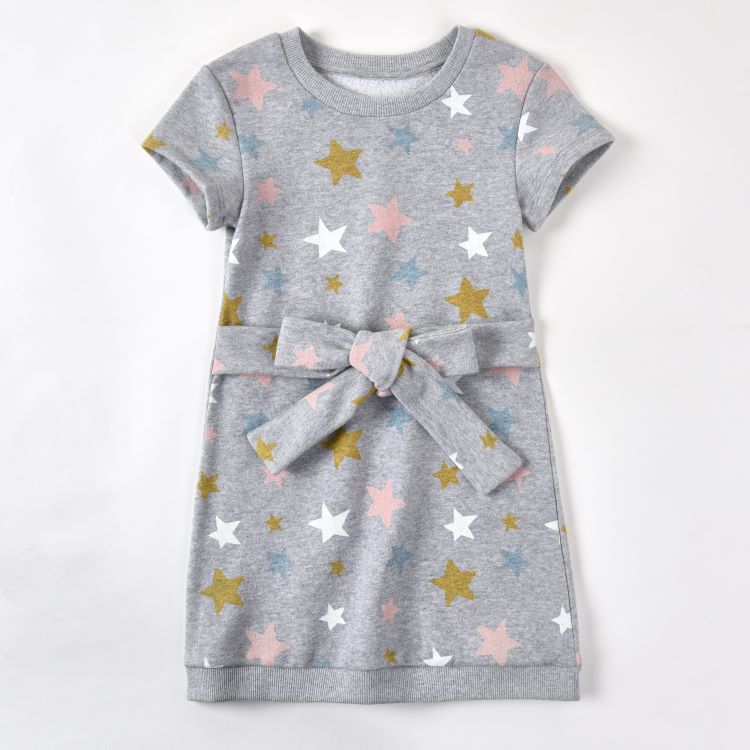 Printed Short Sleeved Girl's Dress