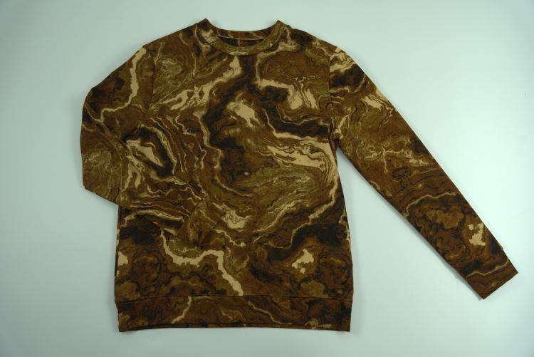 Irregular Printed Round Neck Pullover Hoodie