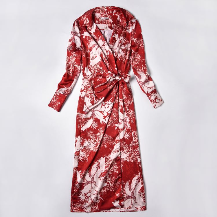 Ladies' Camisole Suit Collar Tie Waist Cinching Dress
