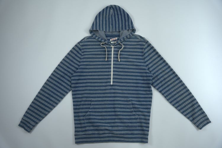 Striped Hooded Long Sleeved Sweatshirt