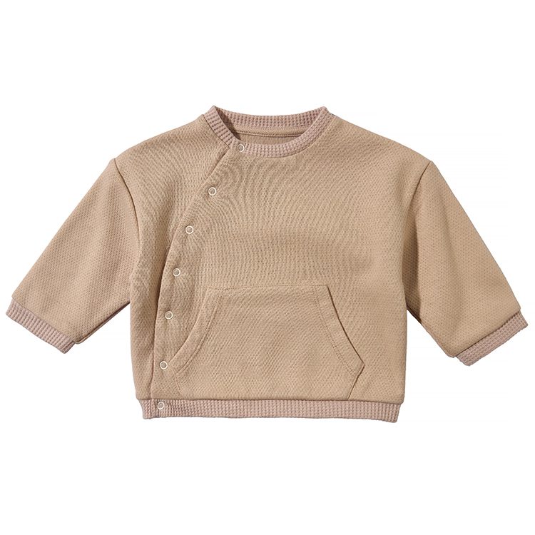 Baby Round Neck Solid Color Slanted Front Hoodie
