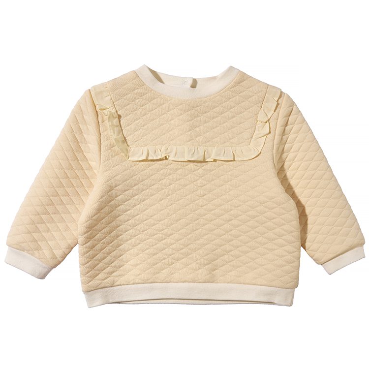 Baby Round Neck Waffle Fungus Lace Hoodie