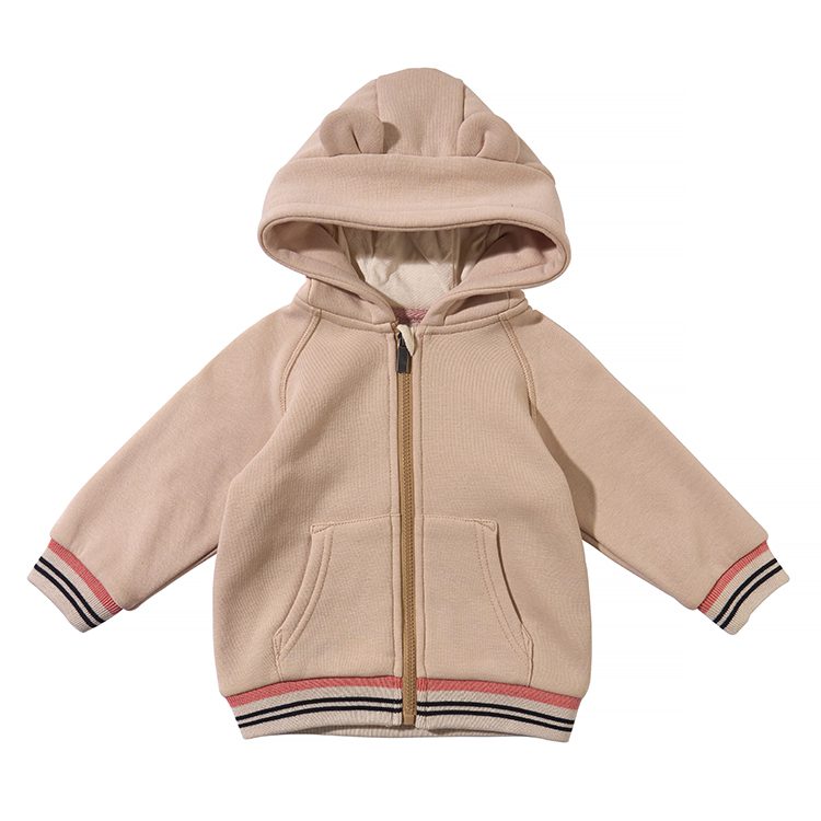 Solid Color Hooded Cardigan Baby Jacket