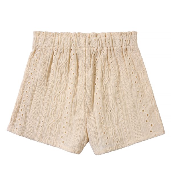 Solid Color Jacquard Knitted Kids Shorts