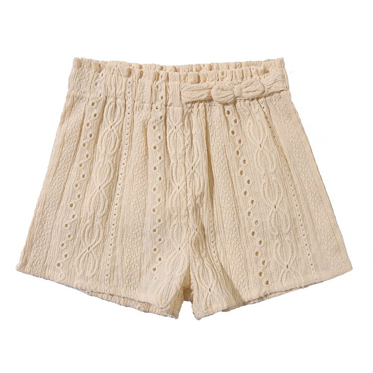 Solid Color Jacquard Knitted Kids Shorts