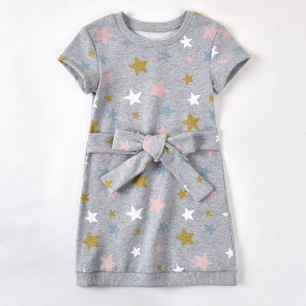 Printed Short Sleeved Girl's Dress