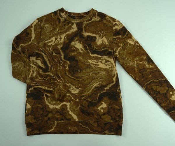 Irregular Printed Round Neck Pullover Hoodie