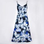 Ladies' Suspender Printed High Waisted Slim Fit Dress