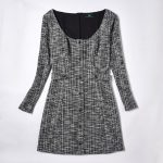 Women's Round Neck Waist Cinched Long Sleeved Dress