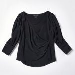 Women's Small V Neck Irregular Bubble Sleeve Long Sleeved Shirt