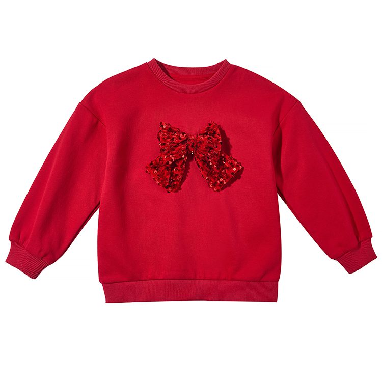 Baby Round Neck Solid Color Bow Sweatshirt