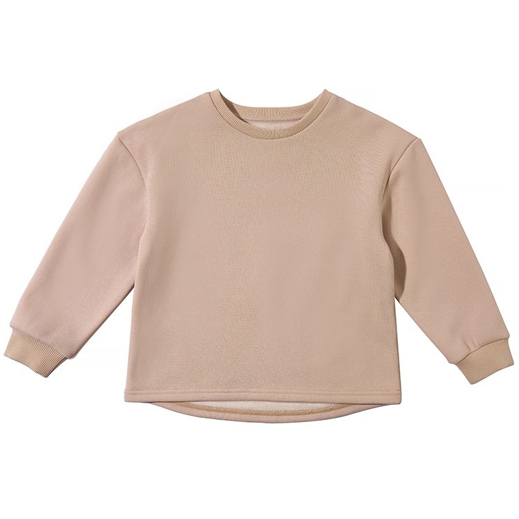 baby round neck solid color curved hem hoodie