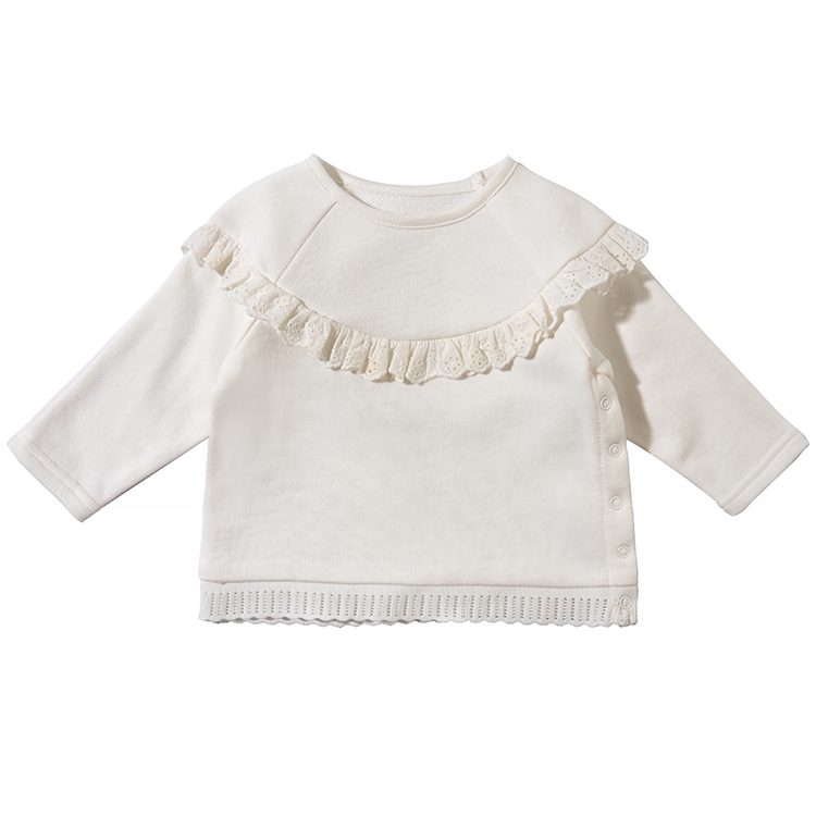 Baby Round Neck Solid Color Fungus Border Lace Hoodie