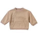 Baby Round Neck Solid Color Slanted Front Hoodie