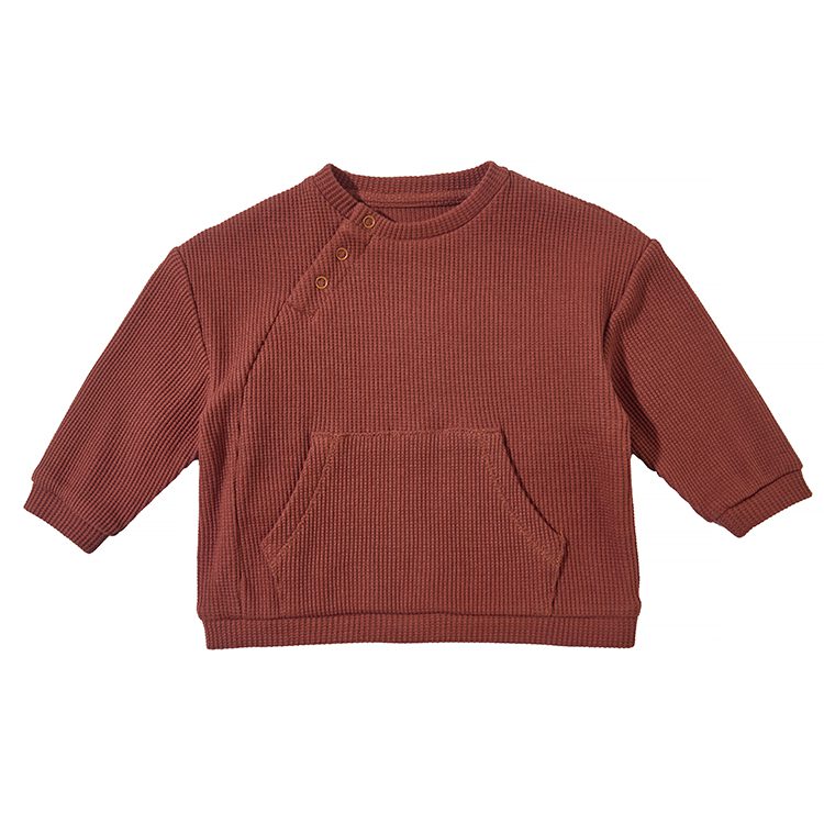 Baby Round Neck Solid Color Slanted Front Hoodie