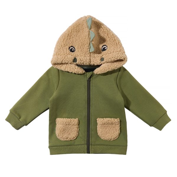 Solid Color Cartoon Hooded Cardigan Jacket