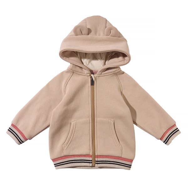 Solid Color Hooded Cardigan Baby Jacket