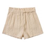 Solid Color Jacquard Knitted Kids Shorts