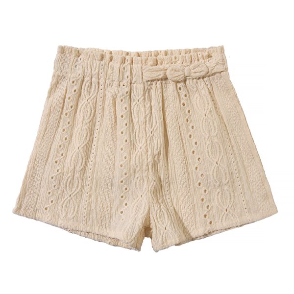 Solid Color Jacquard Knitted Kids Shorts